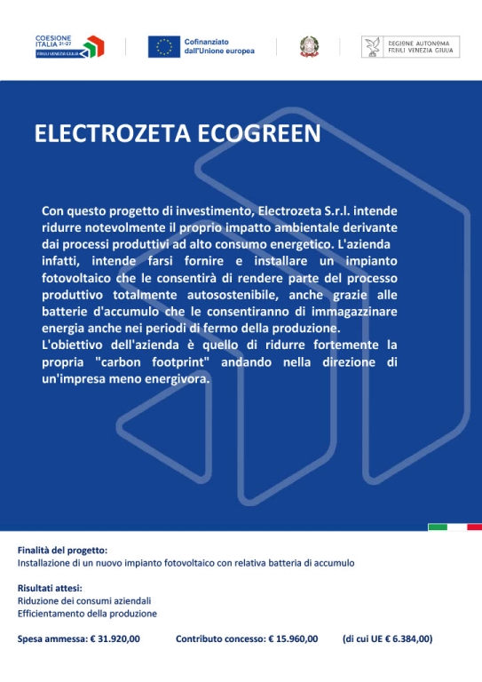 PR FESR FVG 2021-2027 - ELECTROZETA ECOGREEN - Gallery